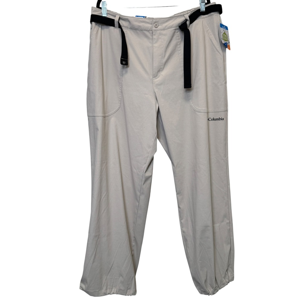 Columbia Women Brea Falls Nylon Pants 1X Tan Belted Omni-Shield Gorpcore Utility